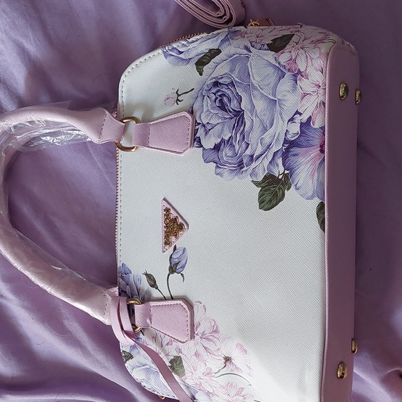 Finon Milano Floral Purple & White Hand Bag NWOT - Picture 3 of 13